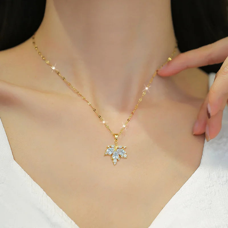 CONJUNTO COLAR FOLHA DOURADA