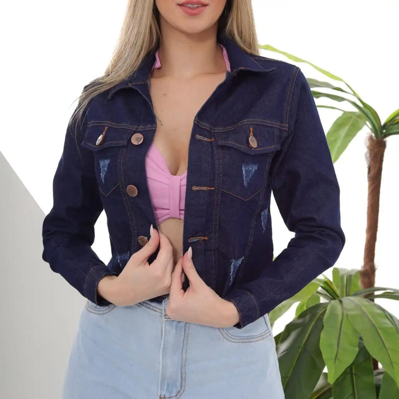 JAQUETA CROP AZUL F PREMIUM