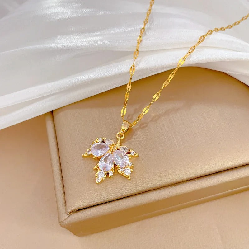 CONJUNTO COLAR FOLHA DOURADA