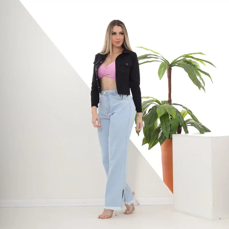 JAQUETA CROP PRETO PREMIUM